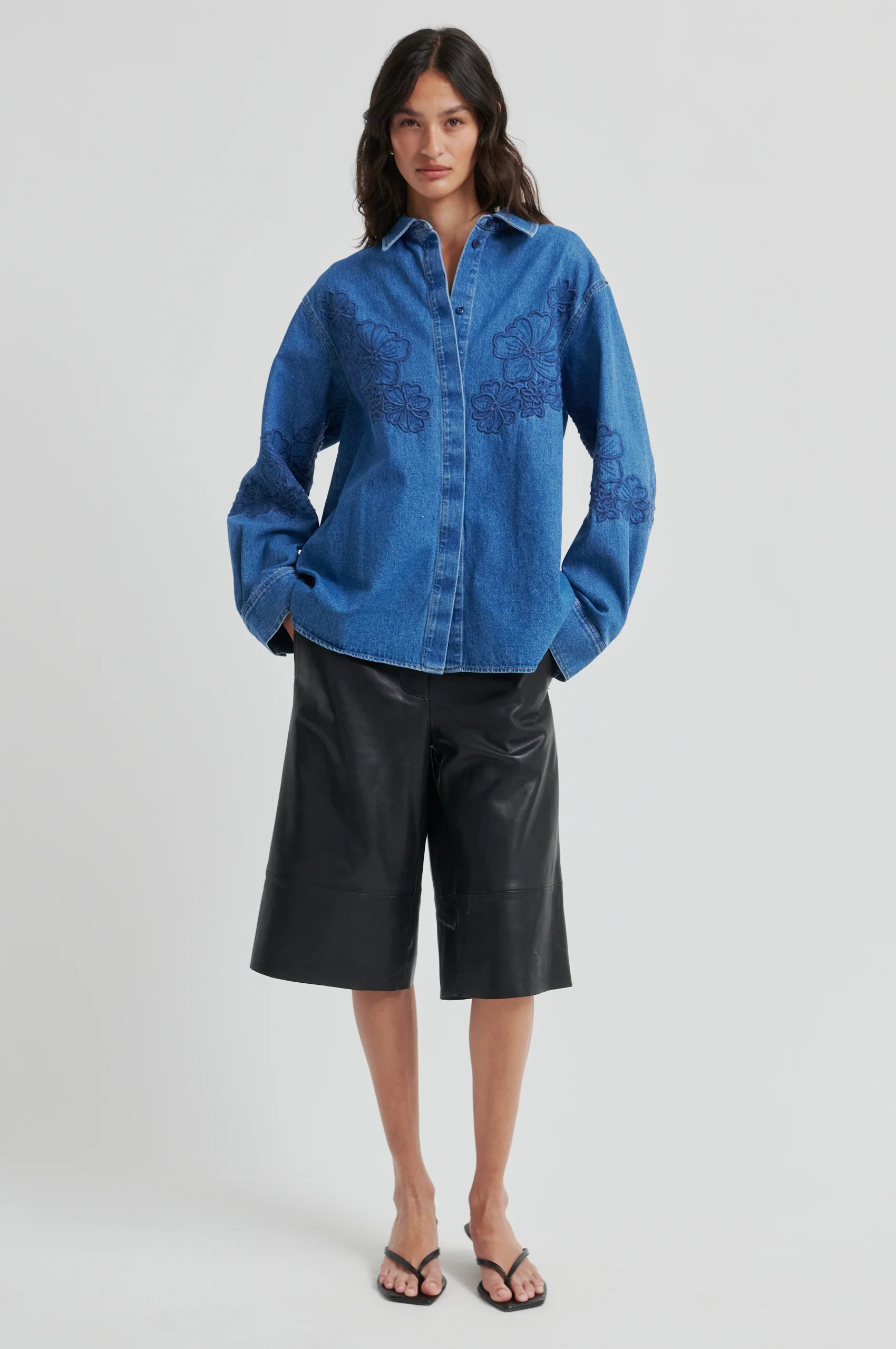 Letho Leather Long Shorts - Image 5